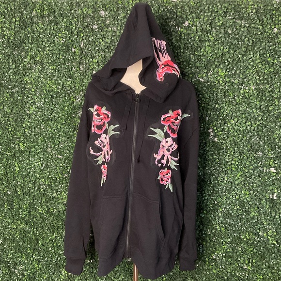Sanctuary Black Oversized Jacket Embroidered Size S - Picture 4 of 8